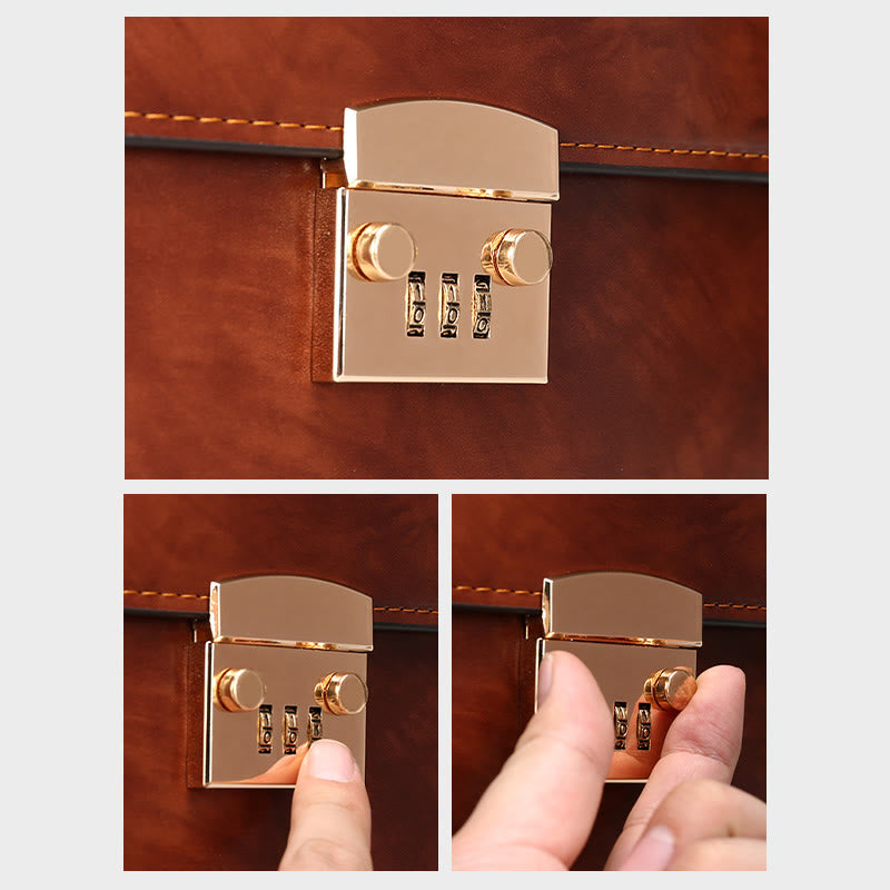 Messenger Bag für Herren, groß, Vintage, mit Schloss, Aktentasche