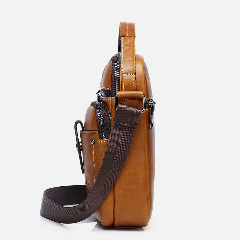 Kleine Umhängetasche aus Leder für Herren, Retro-Arbeits- und Business-Schulterhandtasche