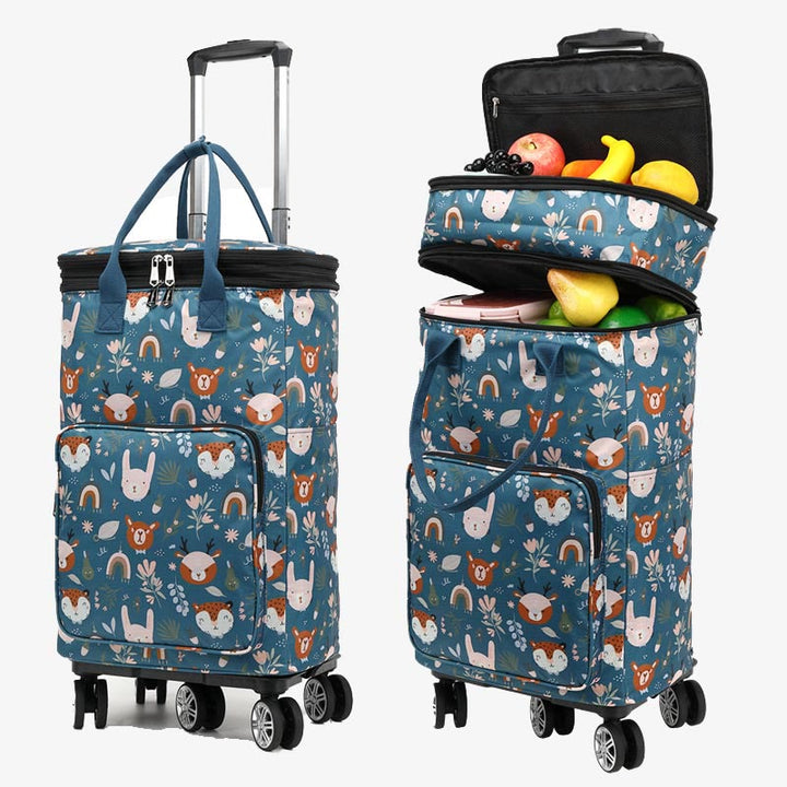 Teleskopstange Rolling Tote Bag Falten Wärme Erhaltung Einkaufswagen