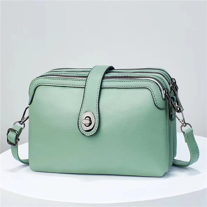 Ledertasche mit drei Fächern für Damen, große Kapazität, karierte Tasche