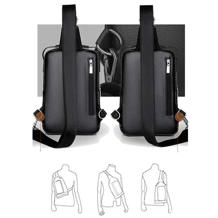 Herren Leder Sling Rucksack Brust Crossbody Schultertasche für Reisen Wandern