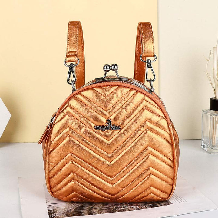 Mini-Rucksack mit drei Fächern, Kisslock-Reißverschluss, Tagesrucksack, modische Party-Geldbörsen, Handtaschen