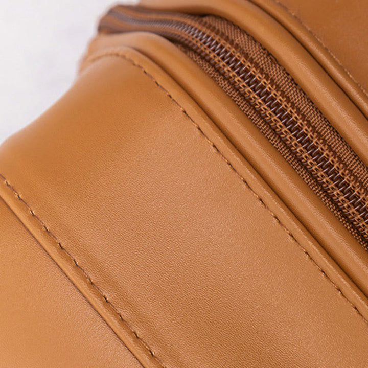 Make-up-Tasche für Damen, tragbare Reise-Kulturtasche aus Leder