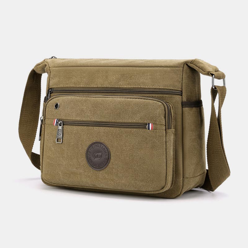 Vintage Messenger Bag aus Canvas mit großem Fassungsvermögen 