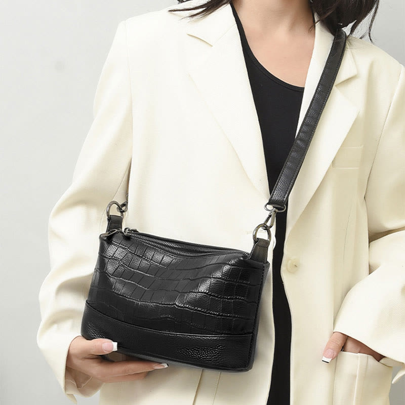 Einfache Umhängetasche für Damen mit Krokodildruck, Retro-Tagestasche
