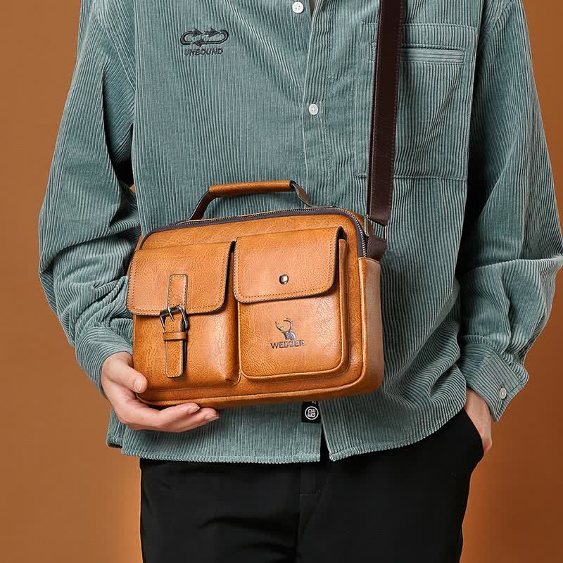 Herren Messenger Bag Wasserdichte Vintage Leder Aktentasche Satchel Umhängetasche