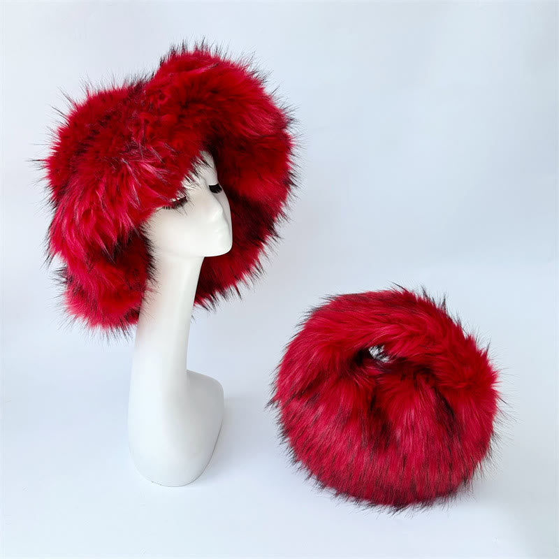 Kunstpelz weiche Huttasche Set für Frauen Winter Dating