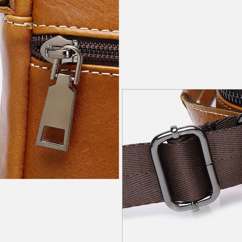 Kleine Umhängetasche aus Leder für Herren, Retro-Arbeits- und Business-Schulterhandtasche