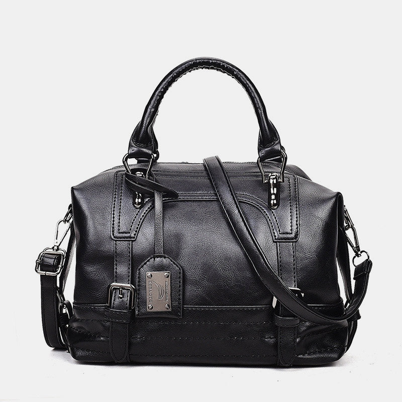 Retro Vegan Leder Tote Umhängetasche Arzttasche für Damen Boston Tasche