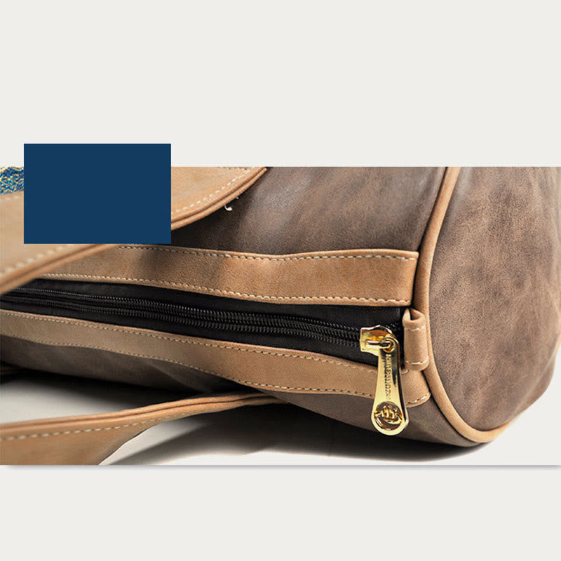 Tote für Damen im ethnischen Stil, PU-Leder, Quaste, Alltagshandtasche