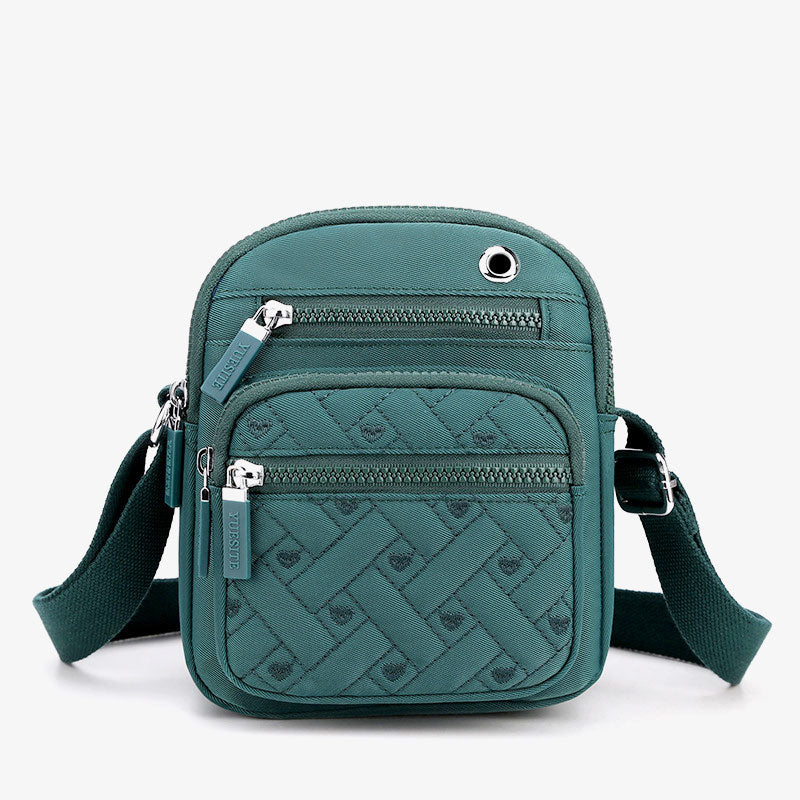 Lässige Umhängetasche aus Nylon mit mehreren Taschen und Loch für Kopfhörer