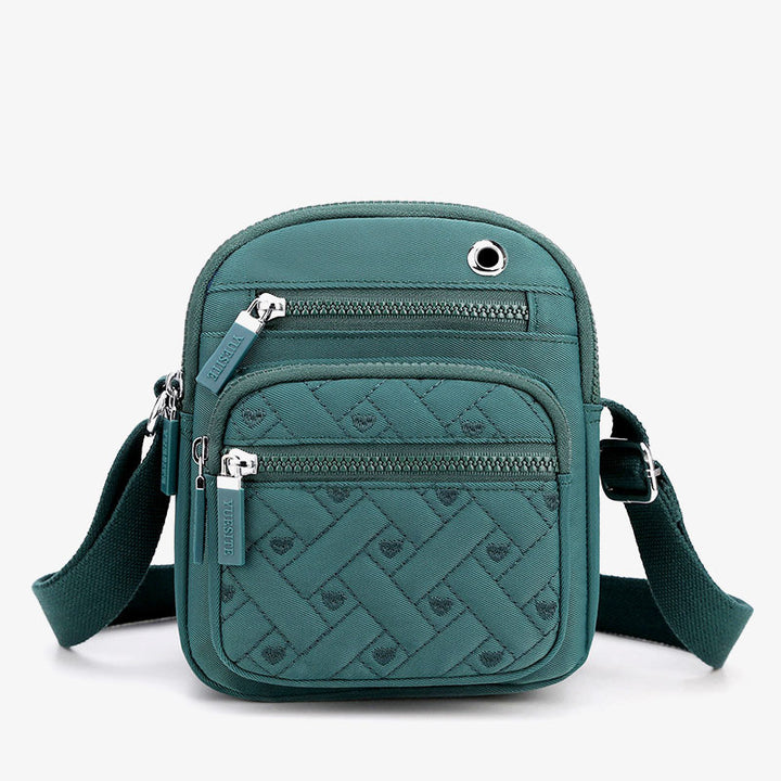 Lässige Umhängetasche aus Nylon mit mehreren Taschen und Loch für Kopfhörer