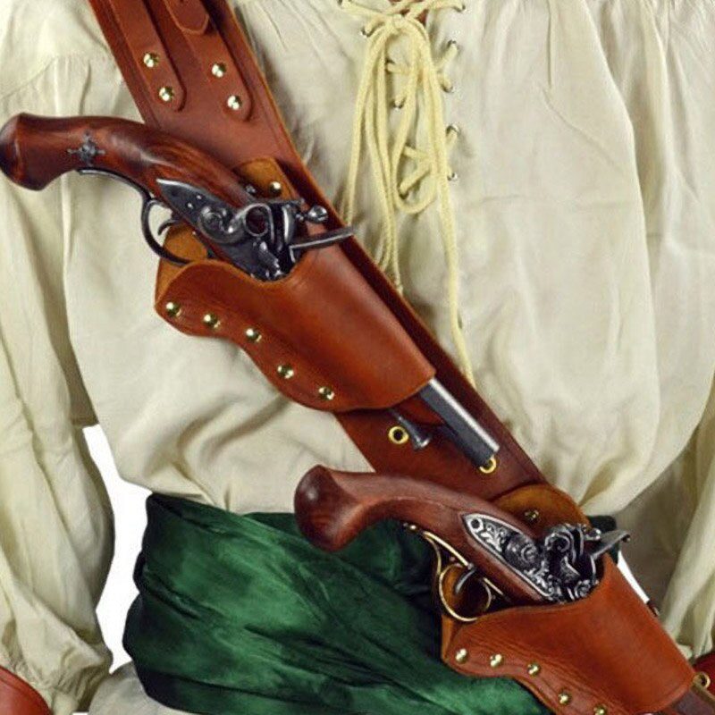 Mittelalterliche Piraten-Steinschlossholster-Schultertasche mit verstellbarem Riemen für LARP-Cosplay