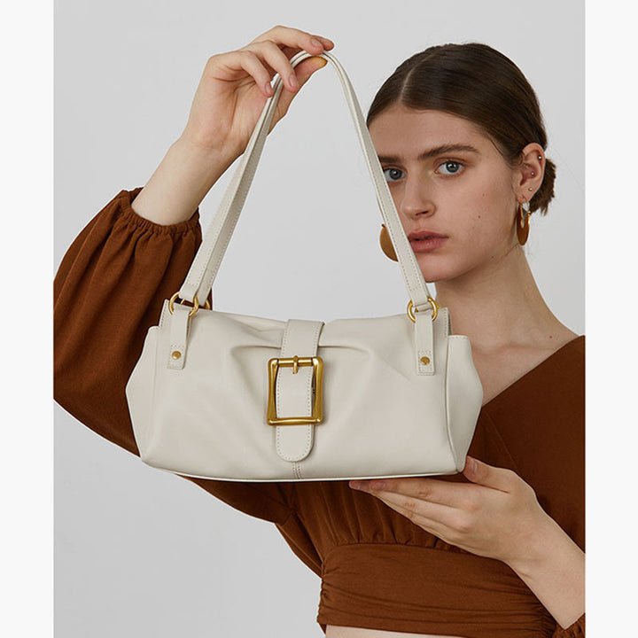Klassische Unterarmtasche im Retro-Stil für Damen, Schultertasche aus echtem Leder
