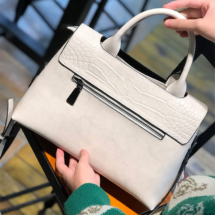Klassische Umhängetasche mit Krokodilmuster und reiner Farbe für Damenhandtasche