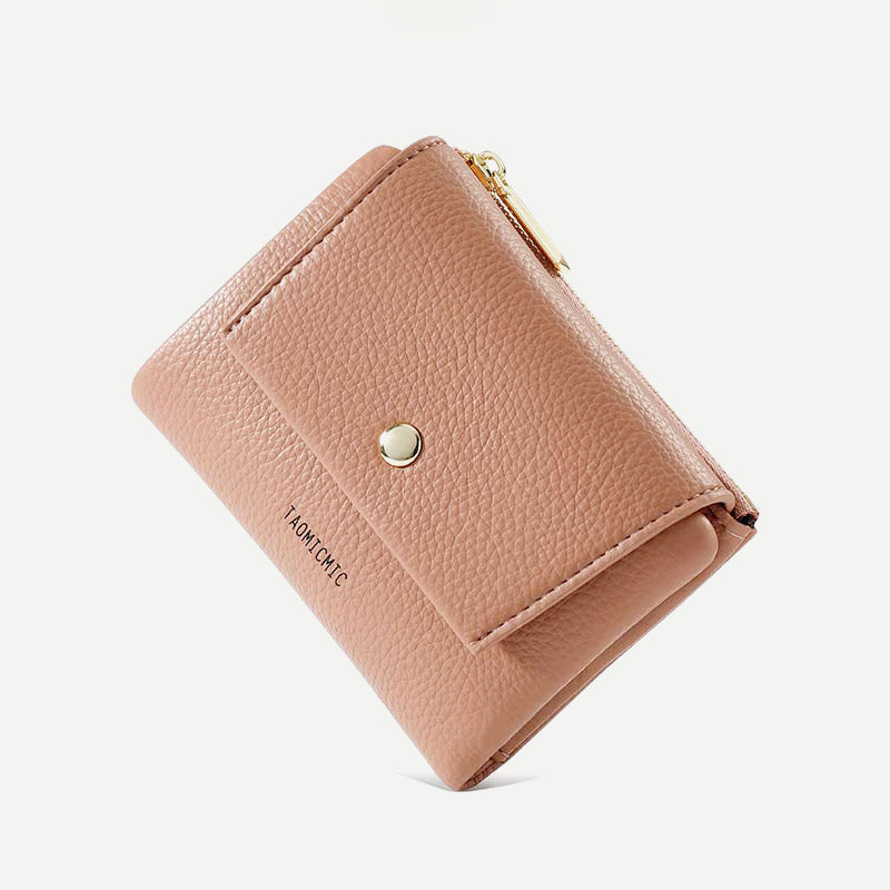 Mini-Geldbörse für Damen aus PU, zweifach gefaltet, kurze Brieftasche mit mehreren Kartenfächern