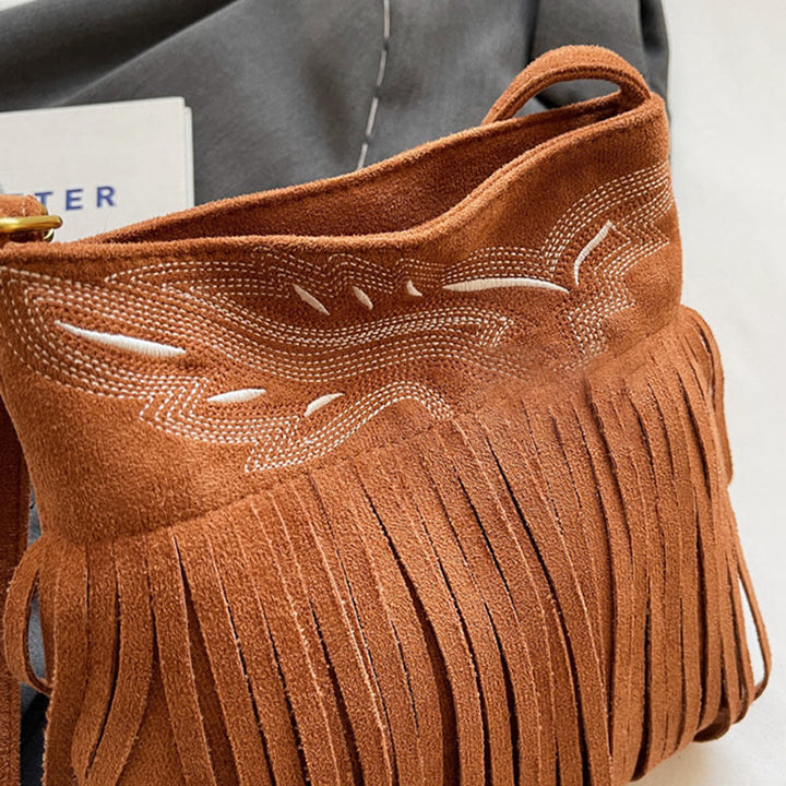 Quastentasche für Damen, Umhängetasche mit verstellbarem Riemen