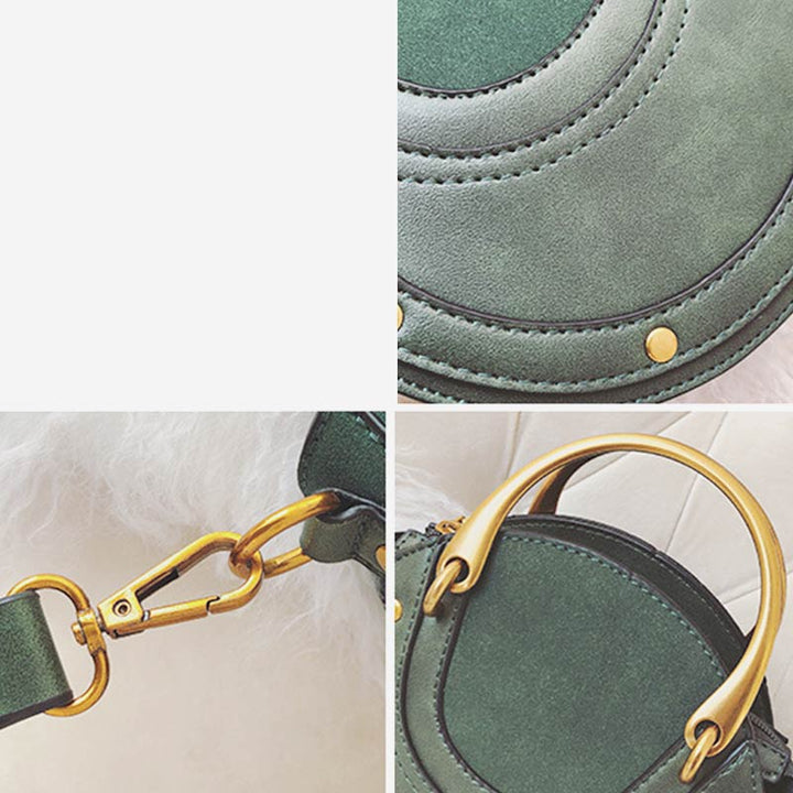 Elegante, runde Top-Grifftasche mit großem Fassungsvermögen und metallischem Griff