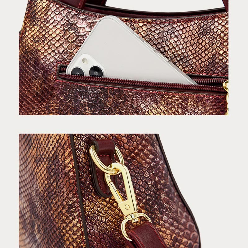 Top-Griff-Tasche für Damen Schlangenhaut-Maserungsform Elegante Umhängetasche
