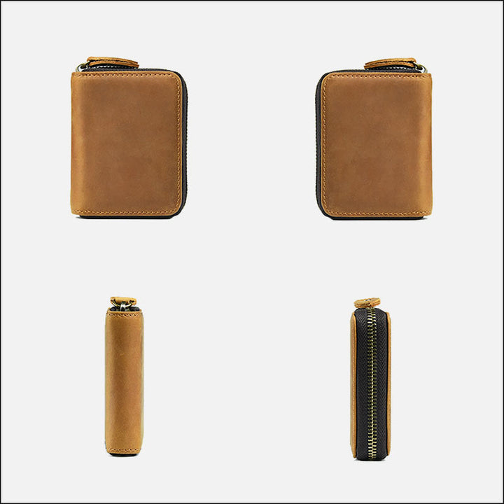 Retro Kurze Brieftasche Aus Echtem Leder Mehrere Slots Orgel
