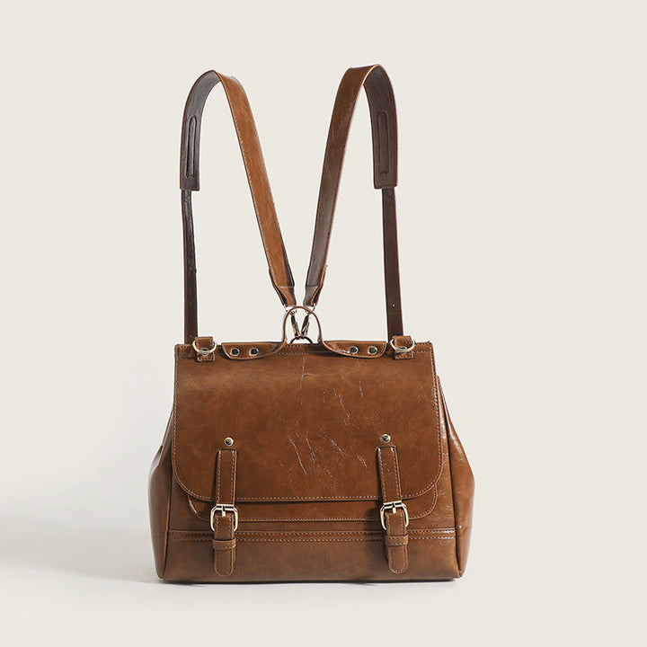 Rucksack für Damen, Vintage, Ölwachsleder, multifunktionale Umhängetasche