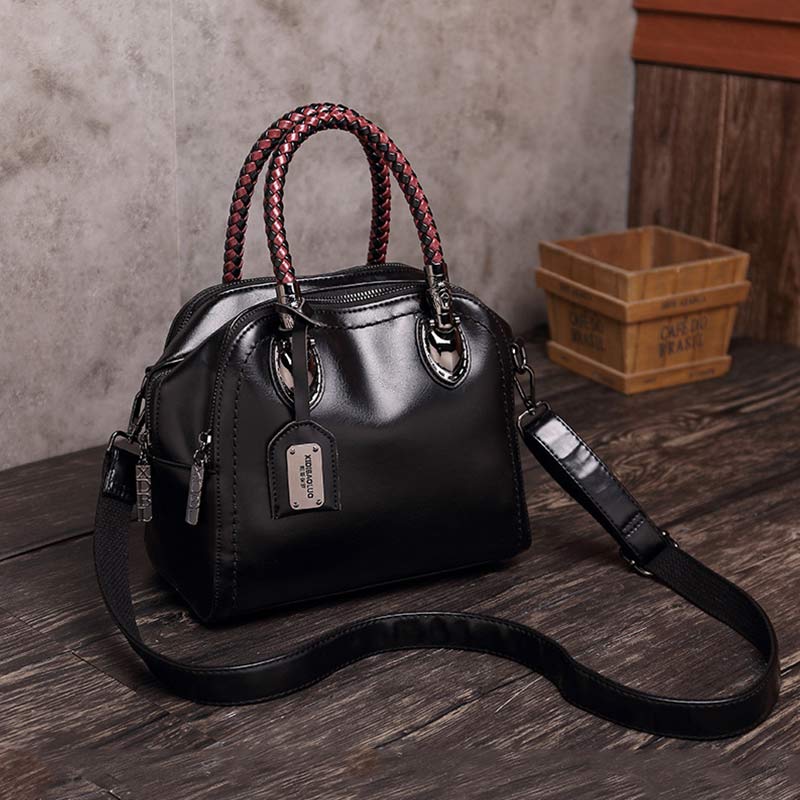 Vintage Leder Satchel Handtasche Top-Griff Tasche mit Cross Body Strap