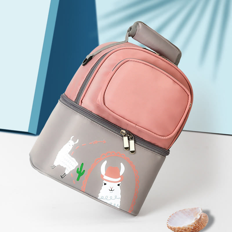 Mamatasche für Frauen Cartoon Multifunktionaler Outdoor-Rucksack mit zweilagigem Design