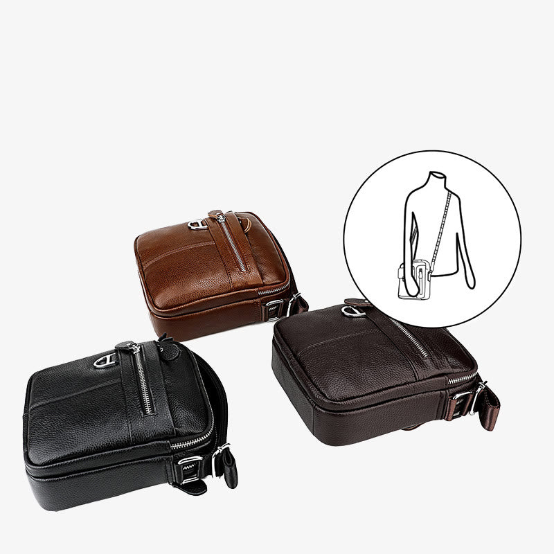 Umhängetasche für Herren, minimalistisch, aus echtem Leder, einzelne Schultertasche