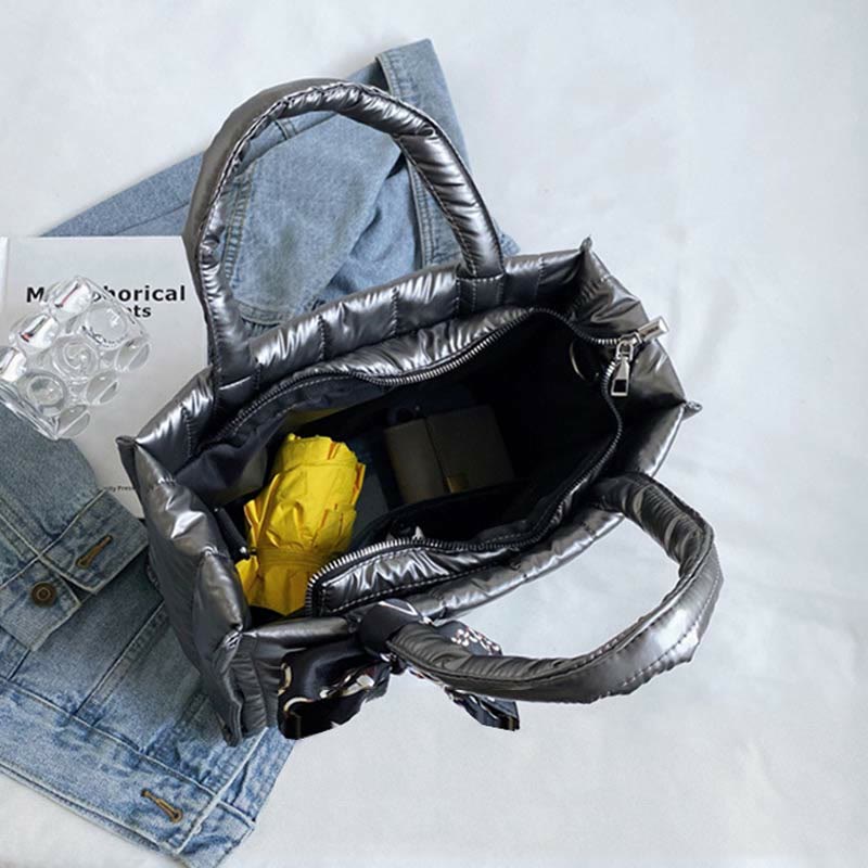 Daunenhandtasche, große Kapazität, abnehmbarer Riemen, Umhängetasche für den Winter