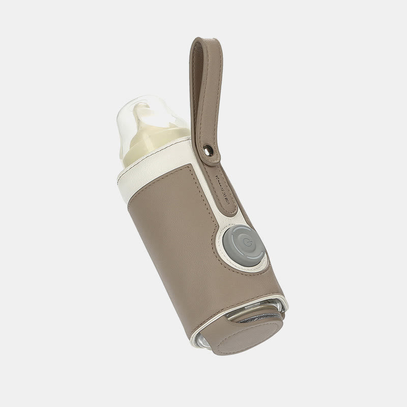 Wasserflasche Tragetasche für Baby tragbares Leder verstellbares Heizbecher-Set