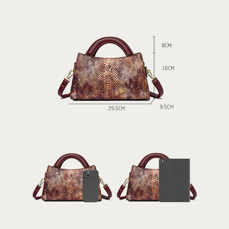 Top-Griff-Tasche für Damen Schlangenhaut-Maserungsform Elegante Umhängetasche
