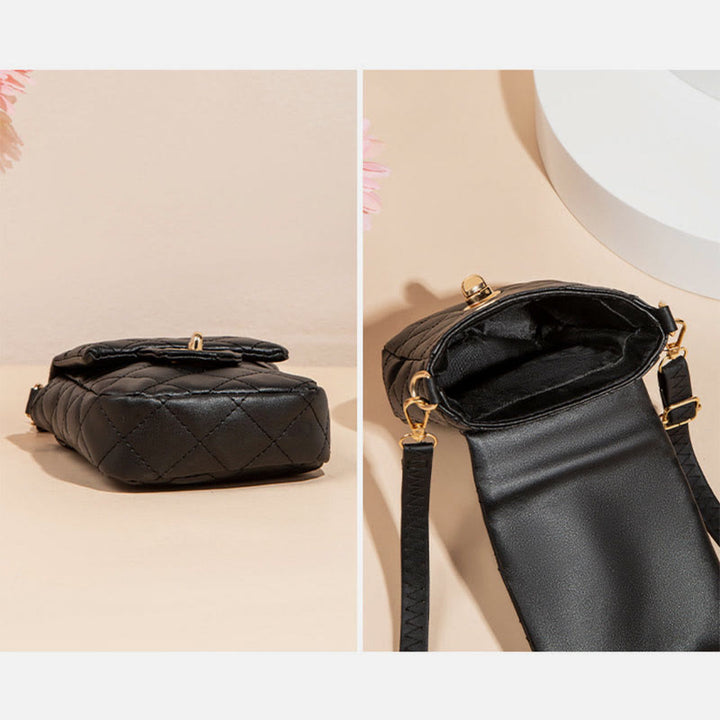 Umhängetasche aus PU-Leder mit Diamant-Karo-Stickerei für Damen