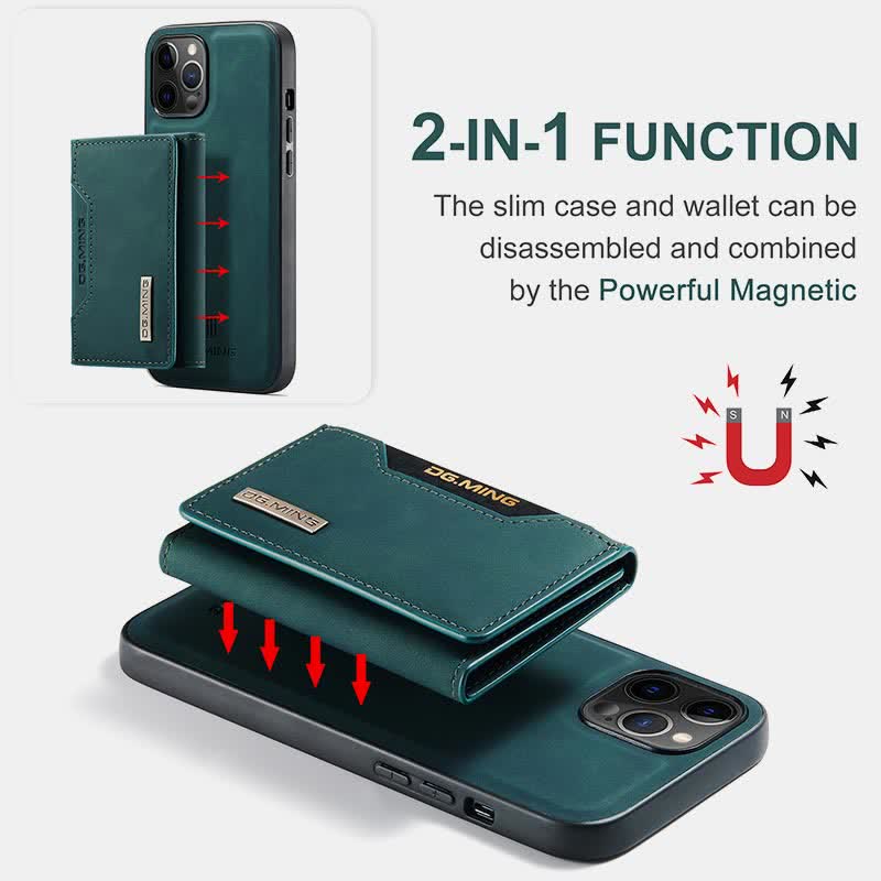 2 in 1 magnetische Brieftasche Handyhülle für iPhone PU Leder Trifold Brieftasche Hülle