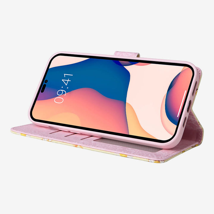 Bunte Blumen-Telefon-Kasten für Iphone Leder Clamshell Telefon Tasche