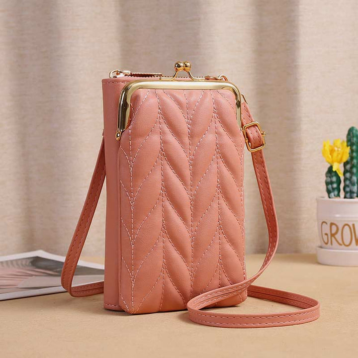 Leder-Handytasche für Damen, große Kapazität, Umhängetasche, Münzgeldbörse
