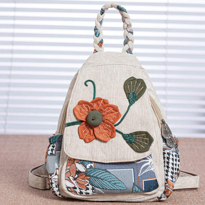 Multifunktionaler Rucksack mit großem Fassungsvermögen und nationalem Blumendruck