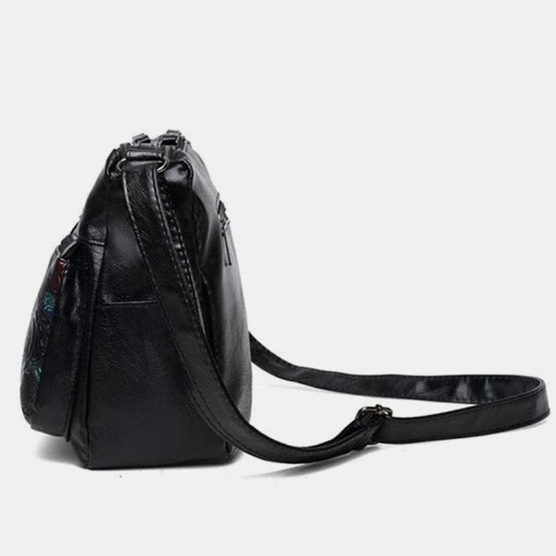 Damen Umhängetasche mit mehreren Taschen und Blumenmuster, geräumige Schulterhandtasche, Geldbörse