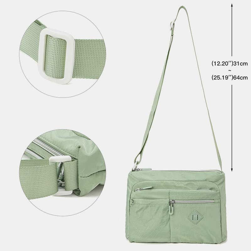 Umhängetasche mit Doppelreißverschlussfach für Damen, leichte Schultertasche mit mehreren Taschen