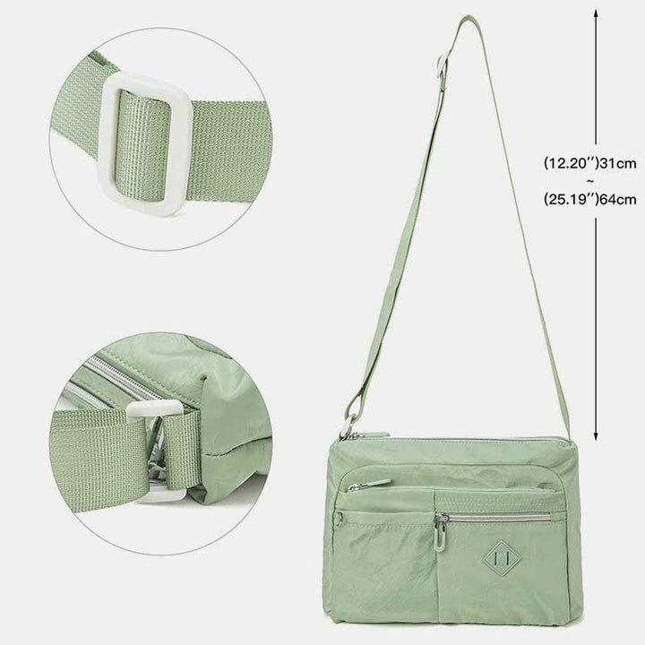 Umhängetasche mit Doppelreißverschlussfach für Damen, leichte Schultertasche mit mehreren Taschen