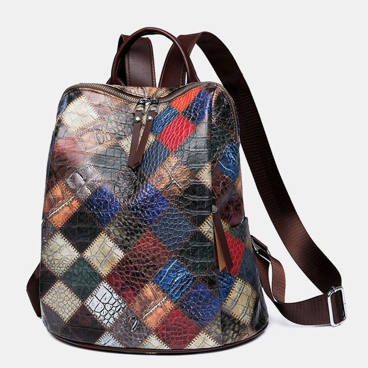 Rucksack für Frauen, Farbe Mosaik, einfaches Gittermuster, Reisetasche