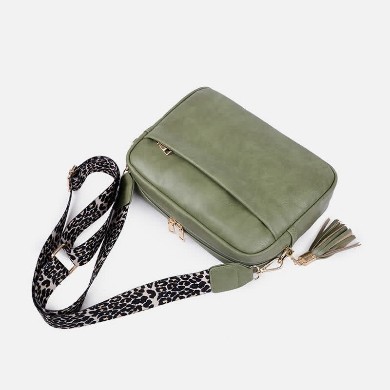 Umhängetasche für Damen, Retro-Tasche mit Quaste, PU-Leder