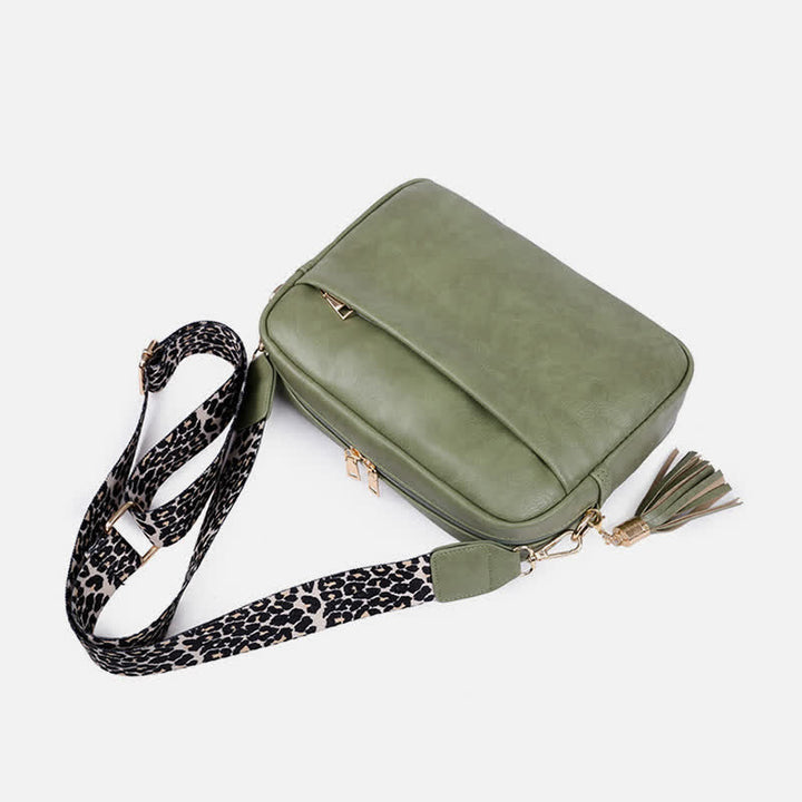 Umhängetasche für Damen, Retro-Tasche mit Quaste, PU-Leder