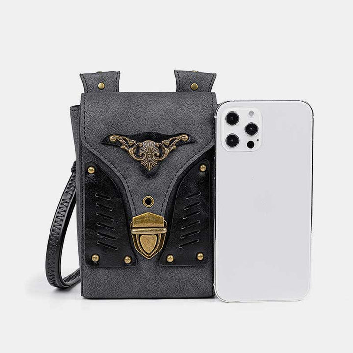 Steampunk kleine Umhängetasche Schultertasche Handytasche mit Gürtelschlaufe