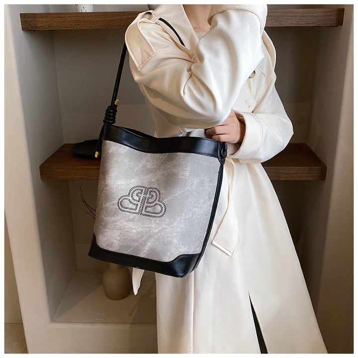 Vintage Bucket Bag für Damen aus veganem Leder für die Achsel