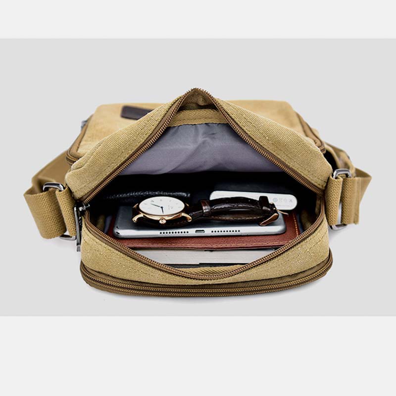Vintage Canvas Mini Crossbody Umhängetasche Männer kleine Geldbörsen mit Multi-Slot