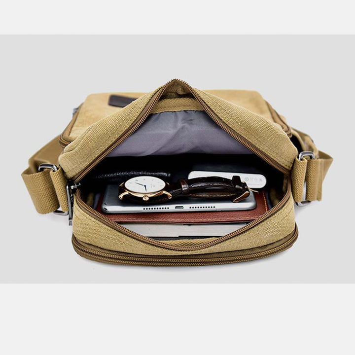 Vintage Canvas Mini Crossbody Umhängetasche Männer kleine Geldbörsen mit Multi-Slot