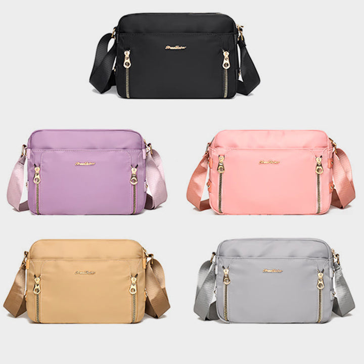 Umhängetasche für Damen, einfache, helle Farbe, wasserdichte Nylontasche