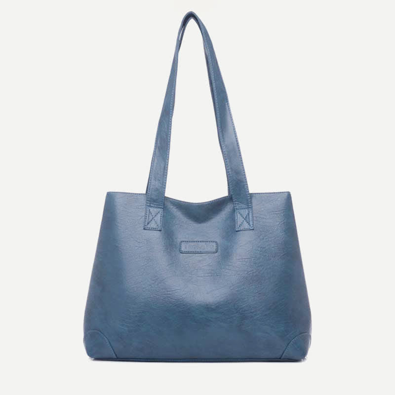 Damen Handtasche aus weichem Kunstleder mit zwei Fächern, Schultertasche