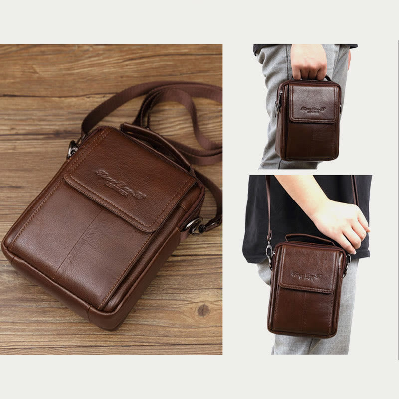 Umhängetasche für Herren im Vintage-Stil, Umhängetasche aus sanftem Leder