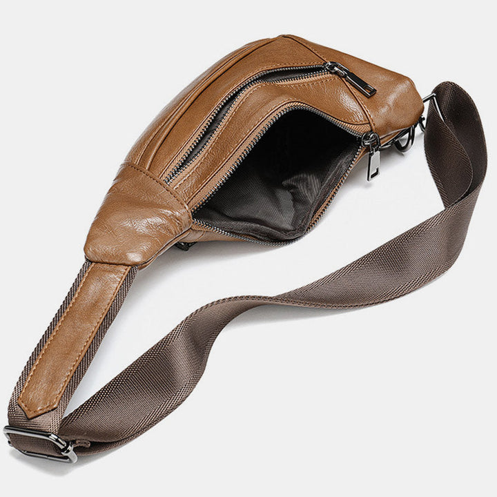 Schultertasche aus echtem Leder mit mehreren Taschen